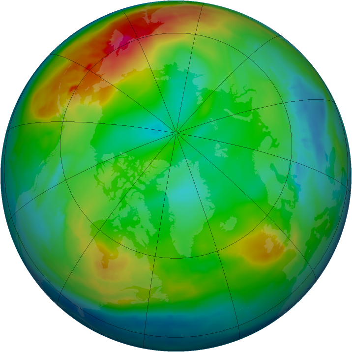Arctic ozone map for 31 December 2013